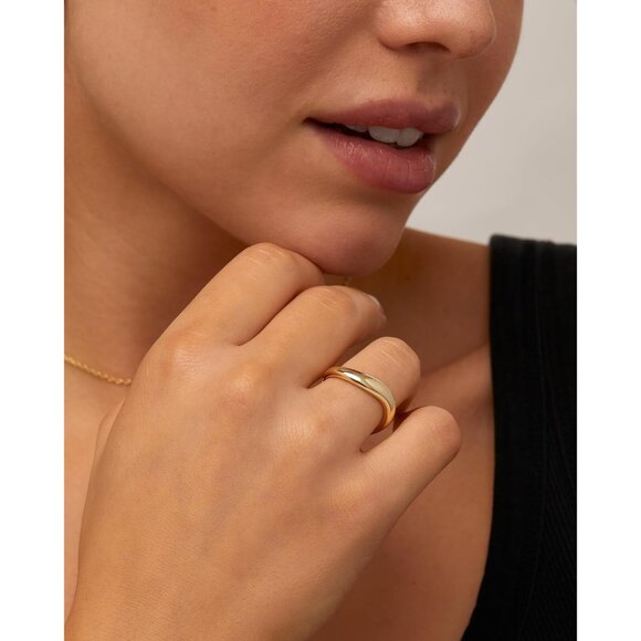 Women's 4K Gold Plated Wavy Stackable Ring Eternity Twisted Wave Band - Picture 2 of 6